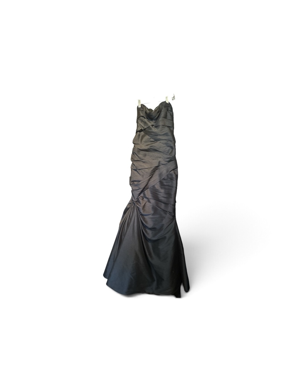 Monique Lhuillier Strapless Black Ruched Mermaid Gown